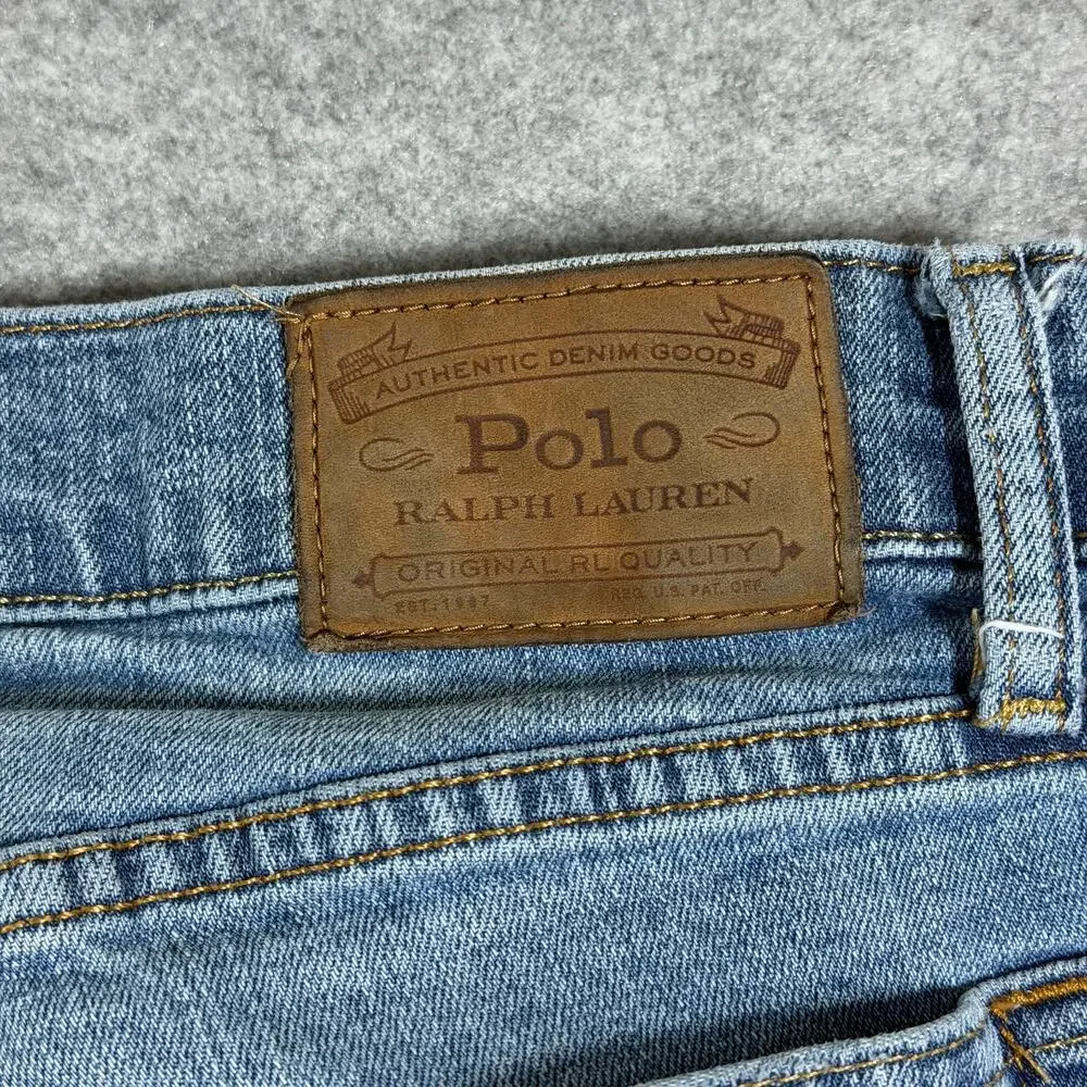 Polo Ralph Lauren Varick Slim Straight Jeans Mens 33x32 Light Blue Wash Stretch